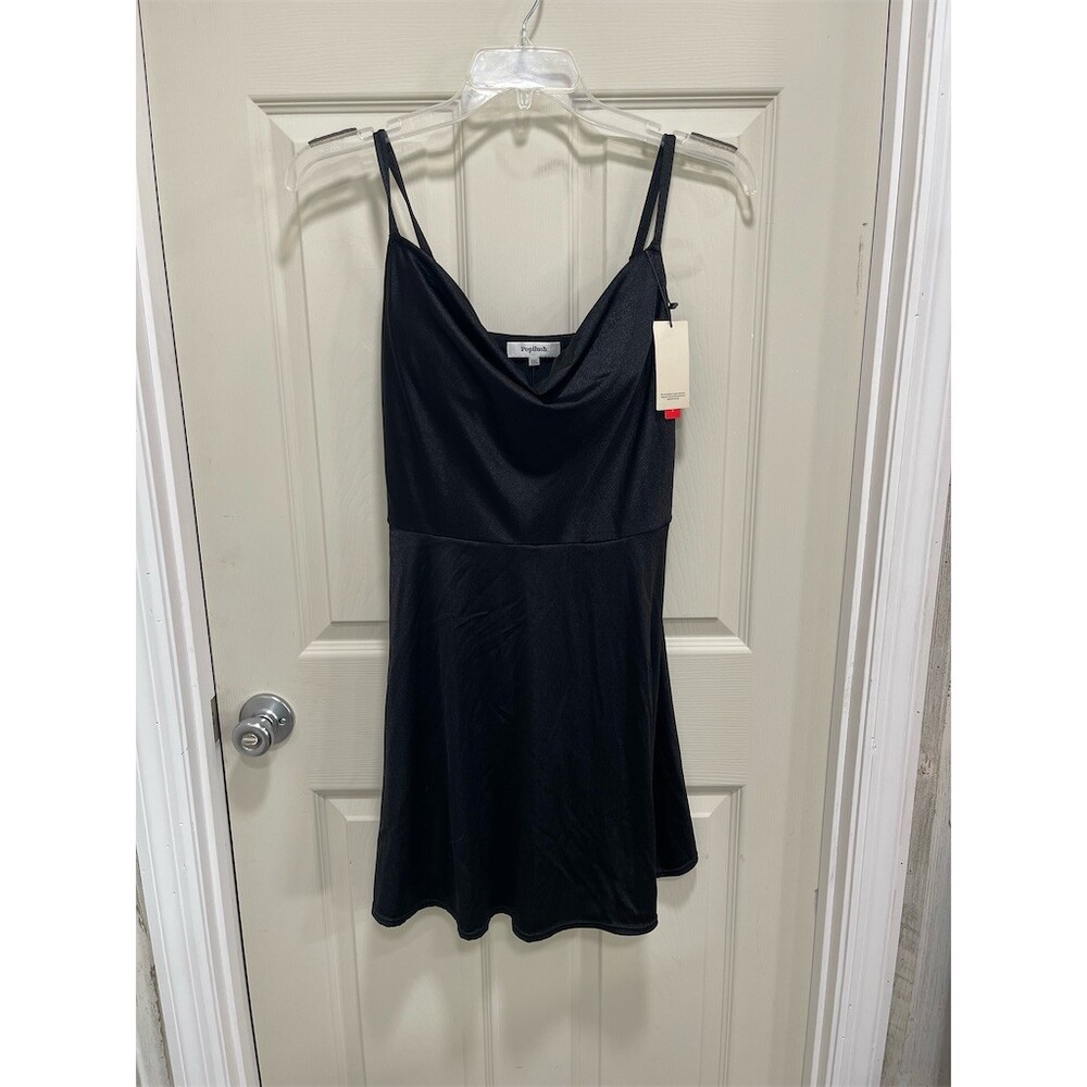 Popilush Shapewear Slip Dress Womens 2XL Black Mini Cowl Neck Strappy